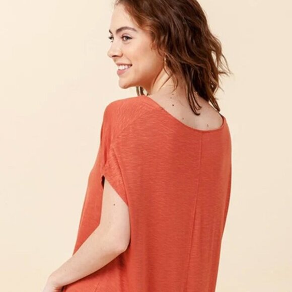 Daily Ritual Women's V Neck Dolman Shift Mini Dress/Long Top Terra Cotta - Picture 5 of 9
